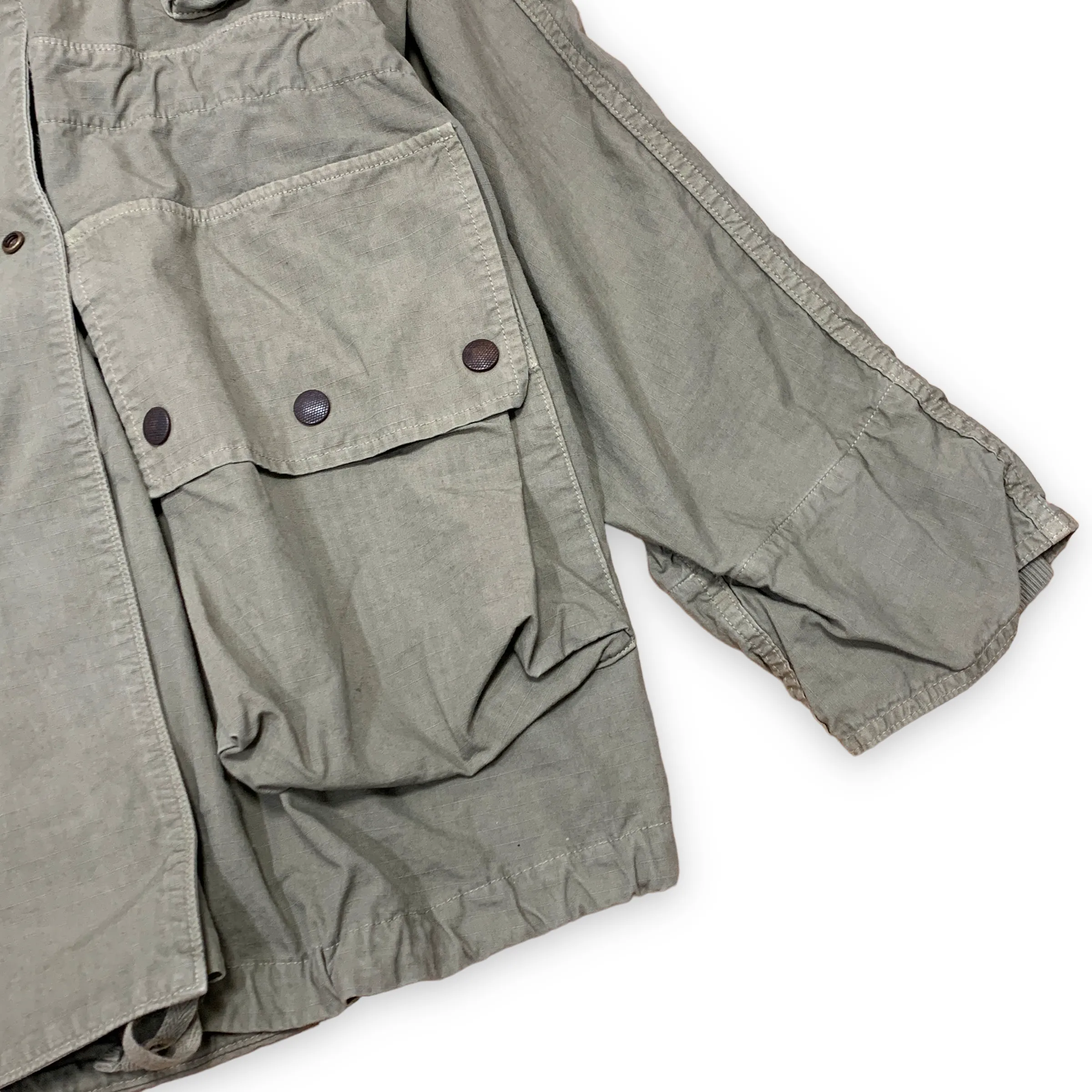 [L] Kapital Ripstop Cotton Military Pocket Katsuragi Ring Coat Olive