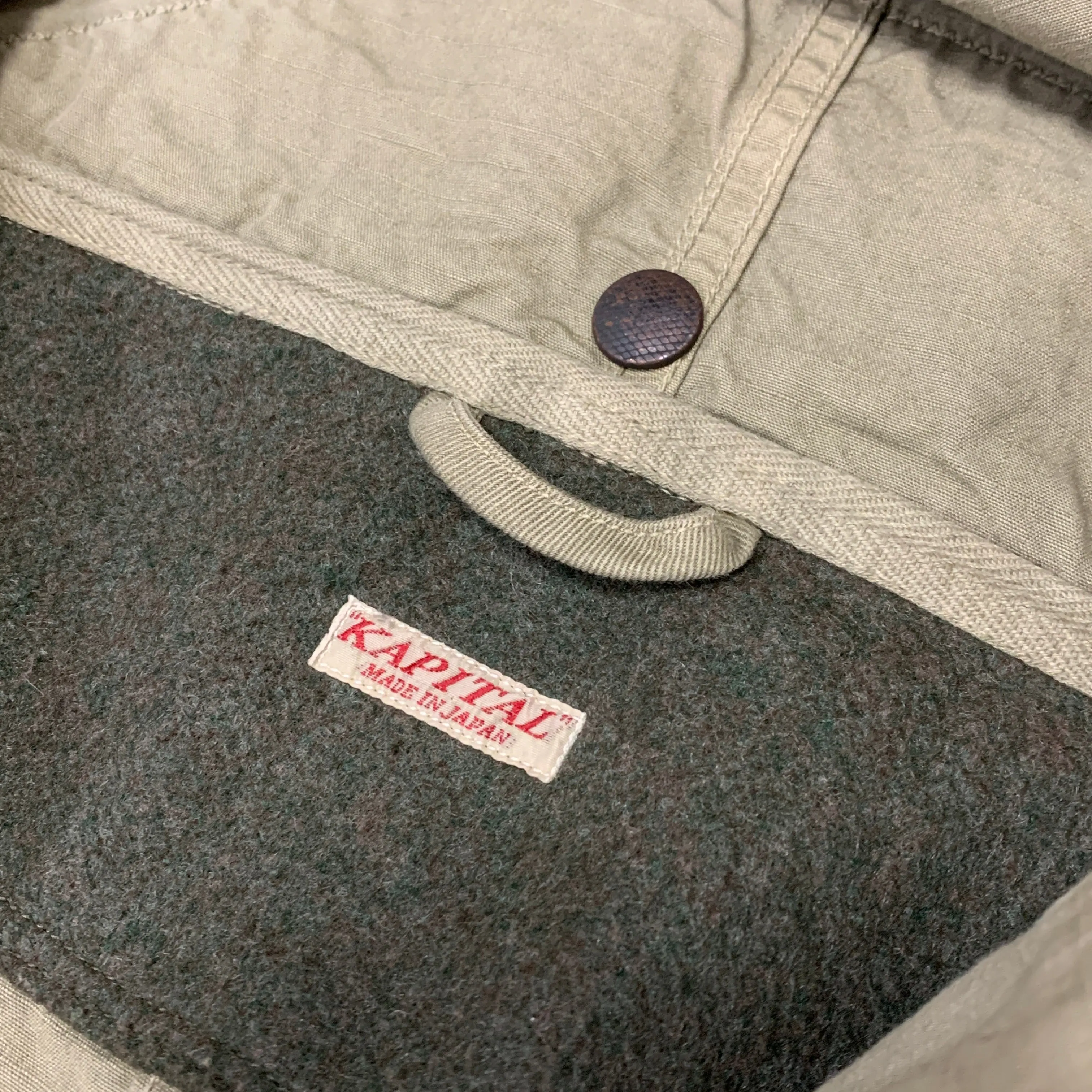 [L] Kapital Ripstop Cotton Military Pocket Katsuragi Ring Coat Olive