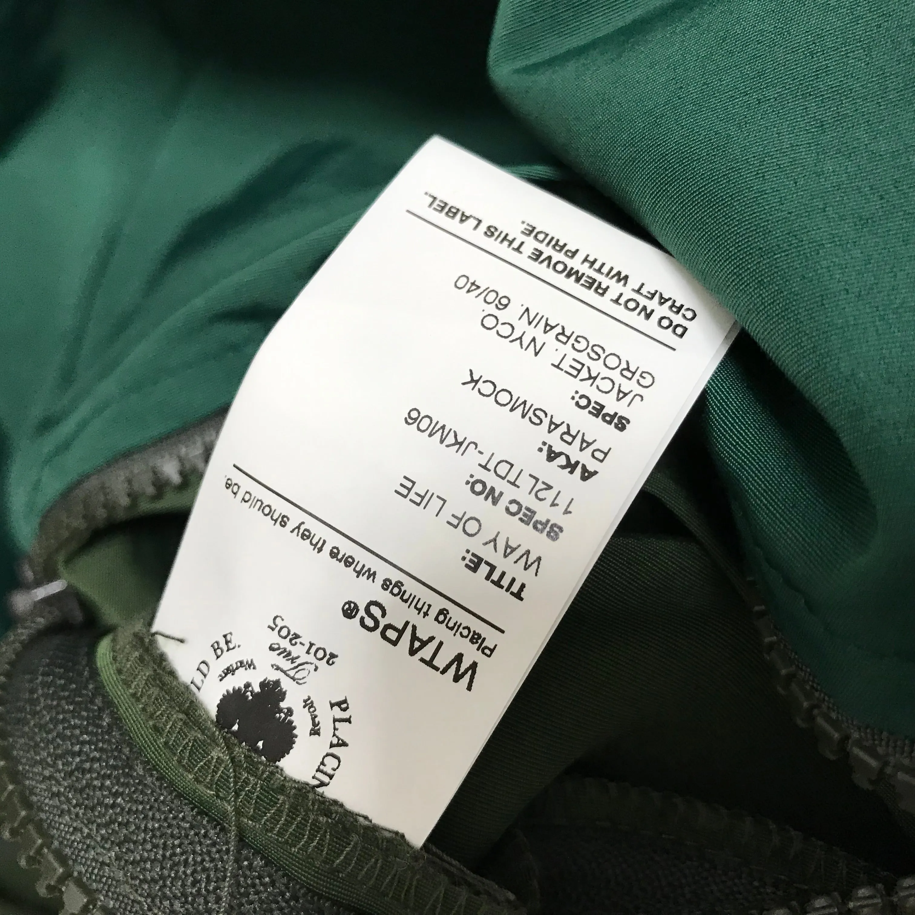 [L] WTaps Way Of Life 11AW Parasmock Jacket Green