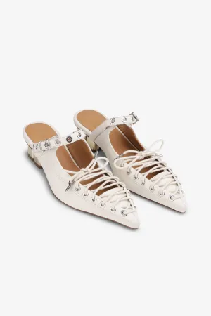 Lace-Up Mules | Egret