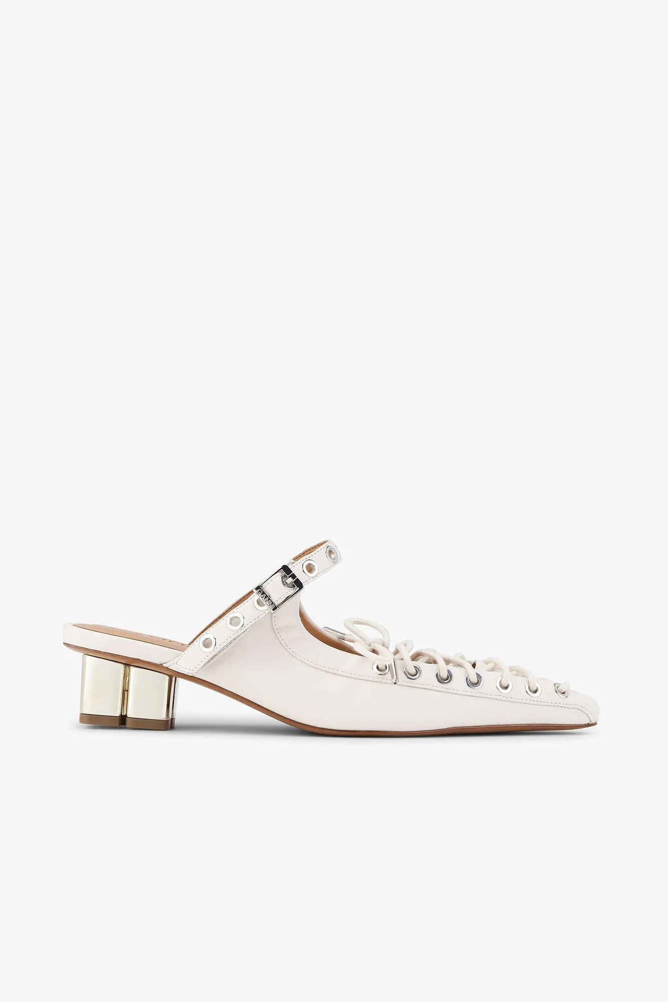 Lace-Up Mules | Egret
