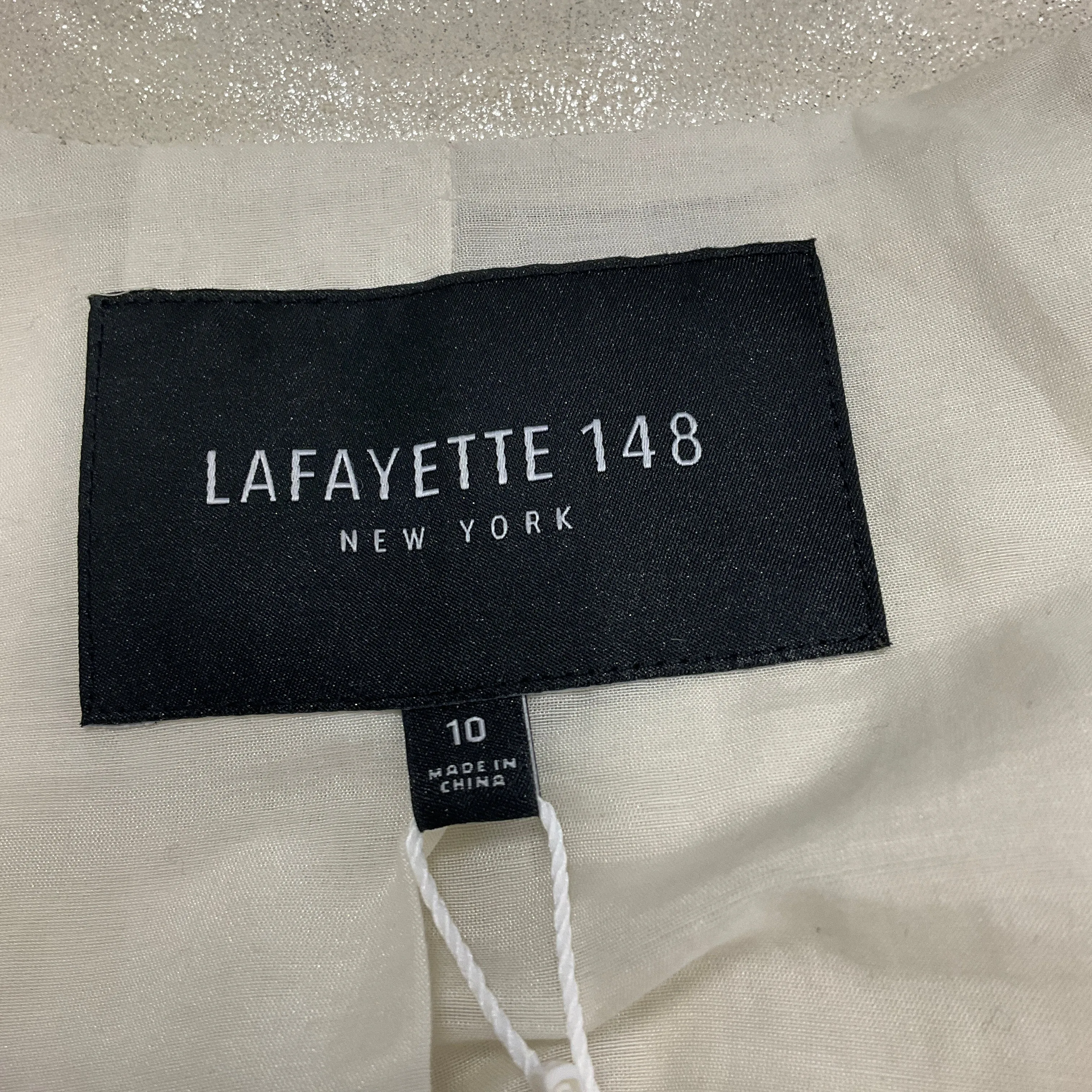 Lafayette 148 New York Silver One-Button Goat Suede Jacket