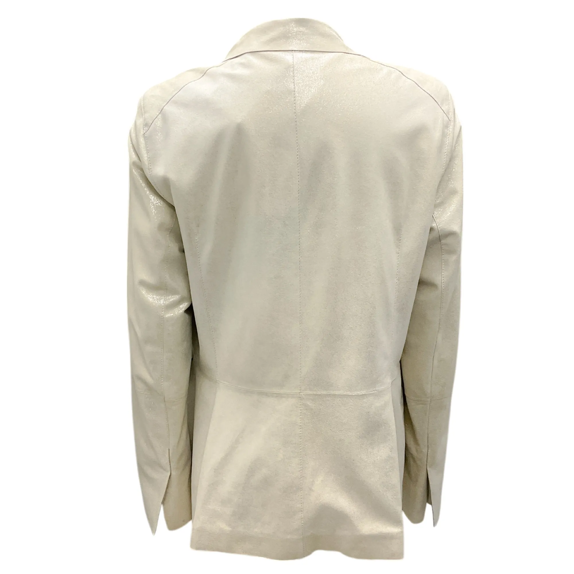 Lafayette 148 New York Silver One-Button Goat Suede Jacket