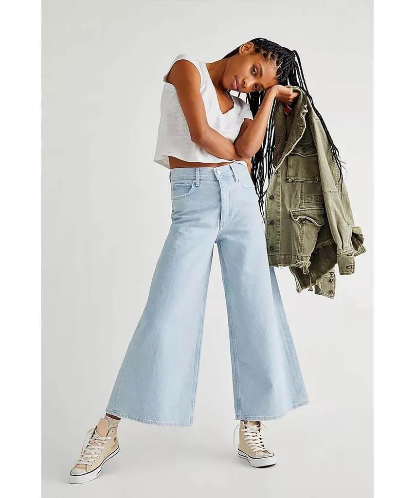 Landry Wide Leg Crop Bay Blue