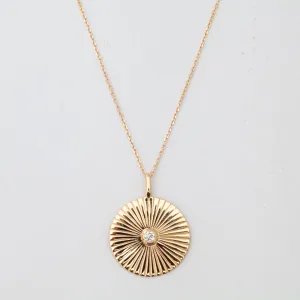 Large Diamond Rays Pendant Necklace