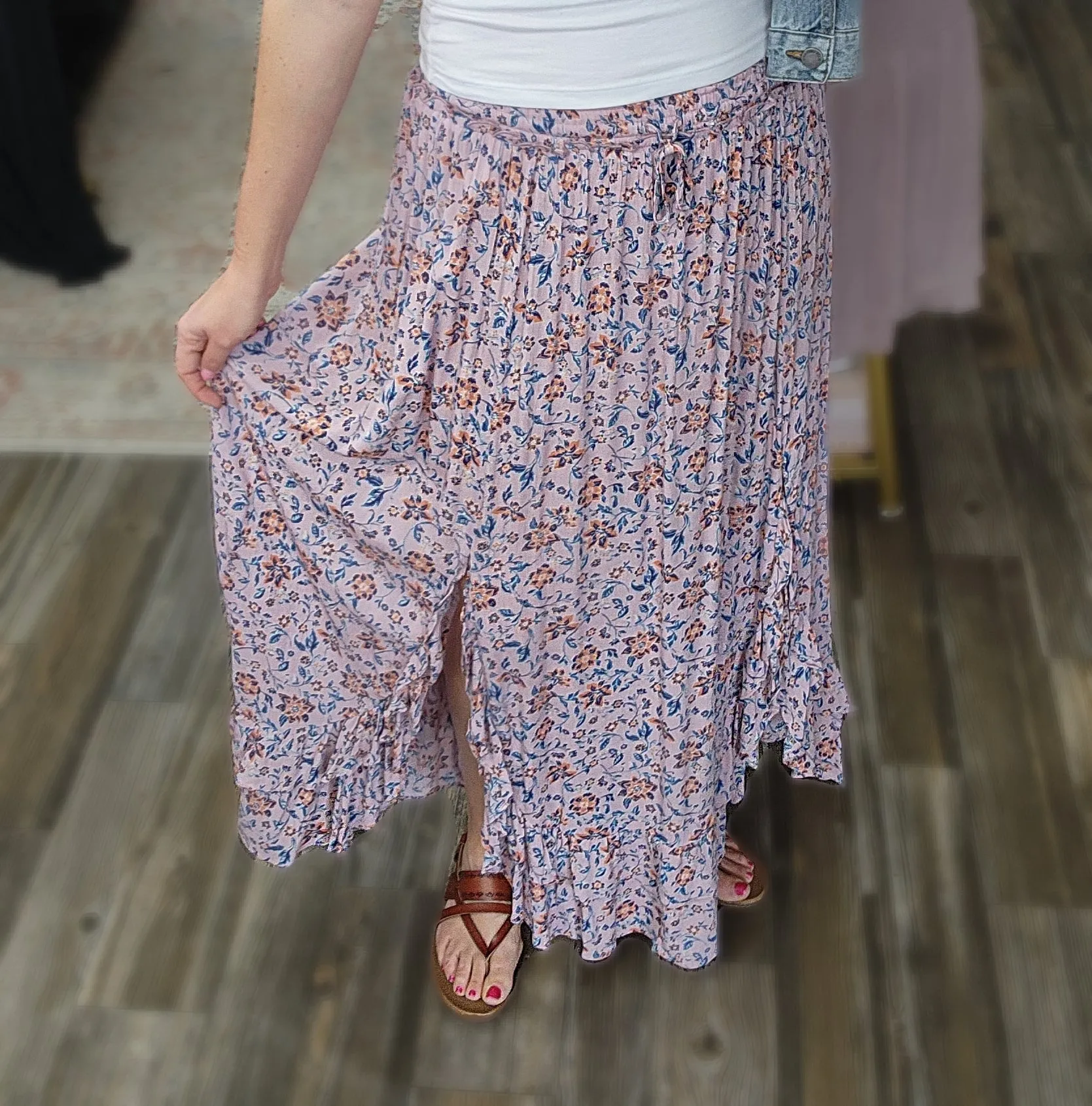 Lavender Floral Maxi Skirt * on sale