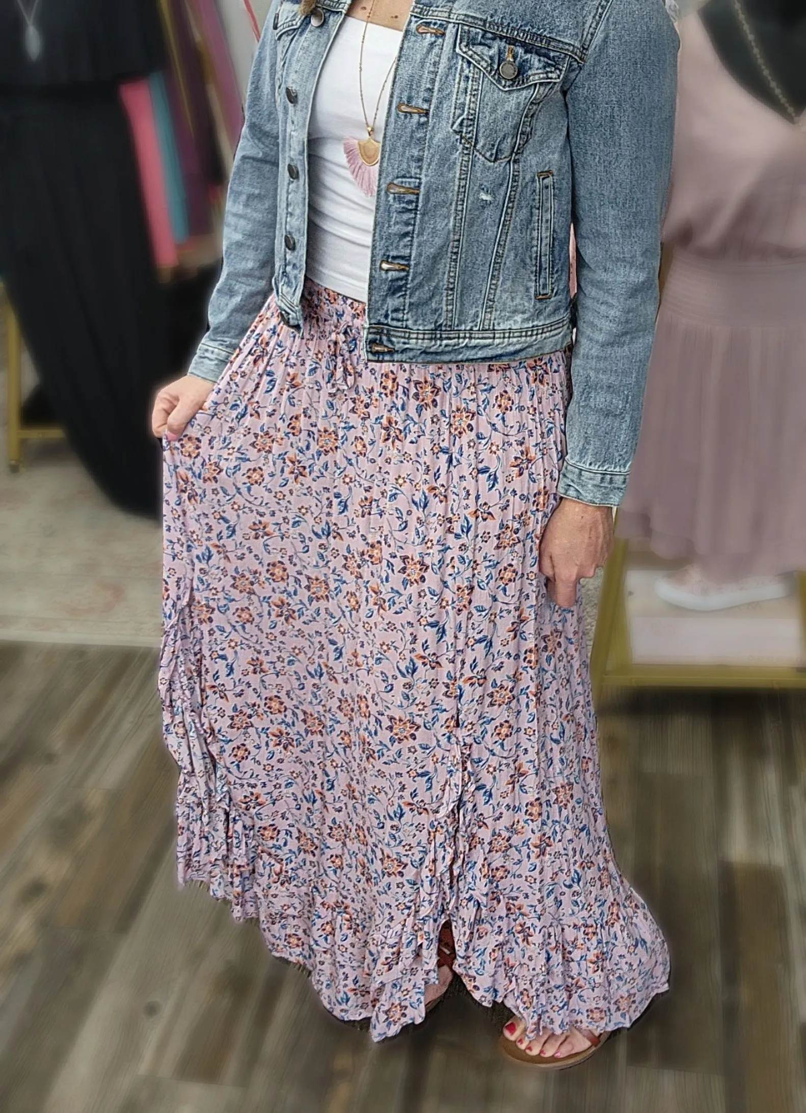 Lavender Floral Maxi Skirt * on sale