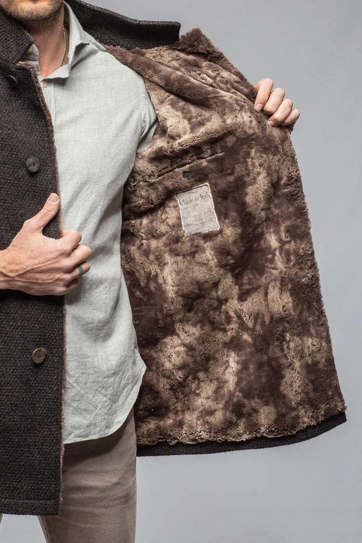 Lazard Long Knit Coat In Charcoal Brown