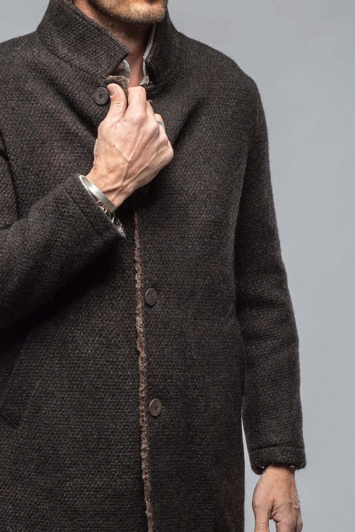 Lazard Long Knit Coat In Charcoal Brown