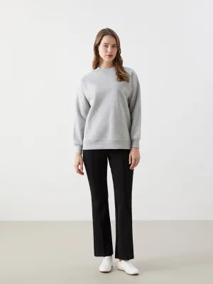 LCW Modest Black Slim Fit Wide Leg Women Trousers