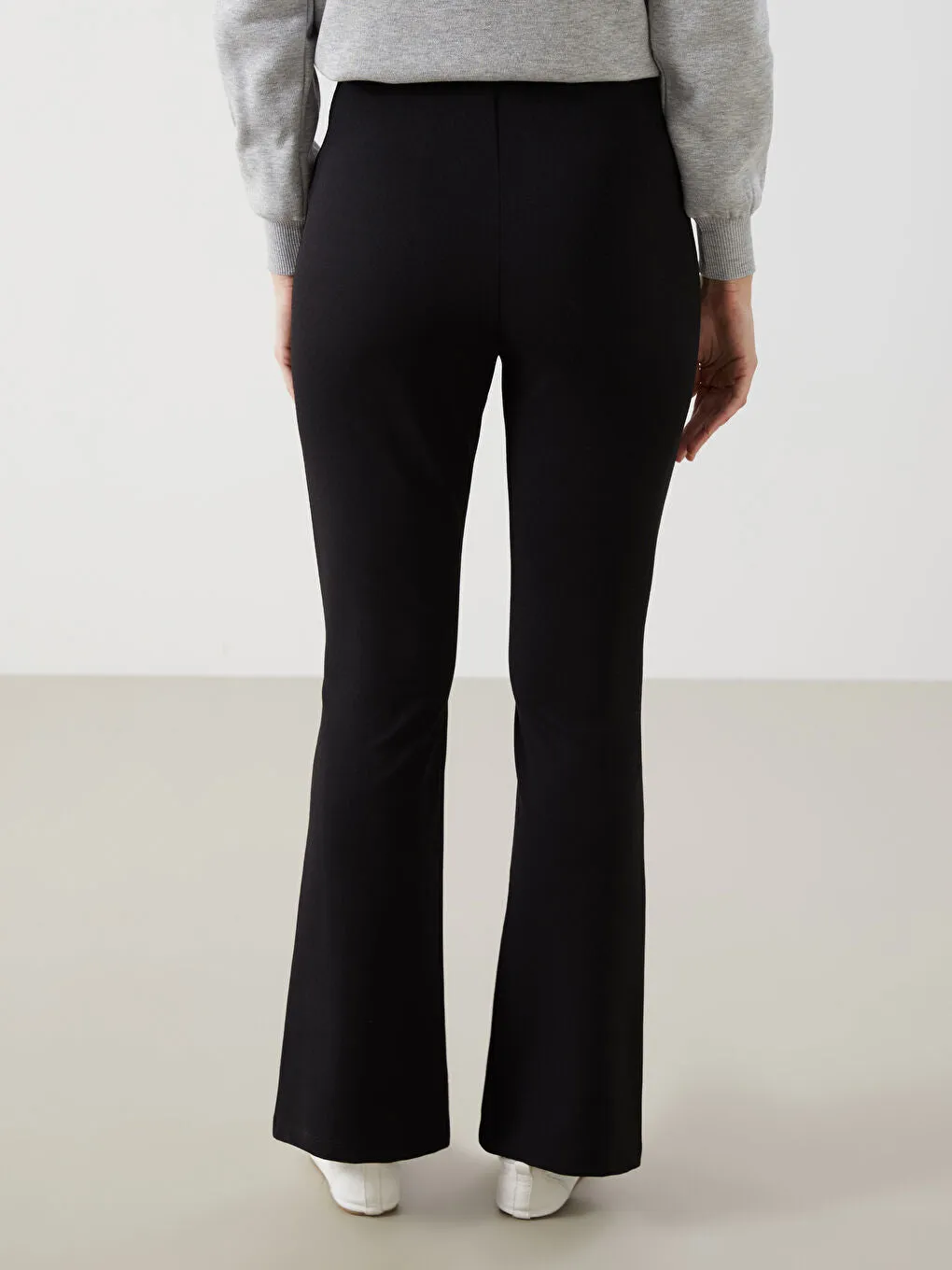 LCW Modest Black Slim Fit Wide Leg Women Trousers