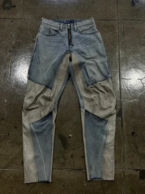 LEATHER DENIM PANTS