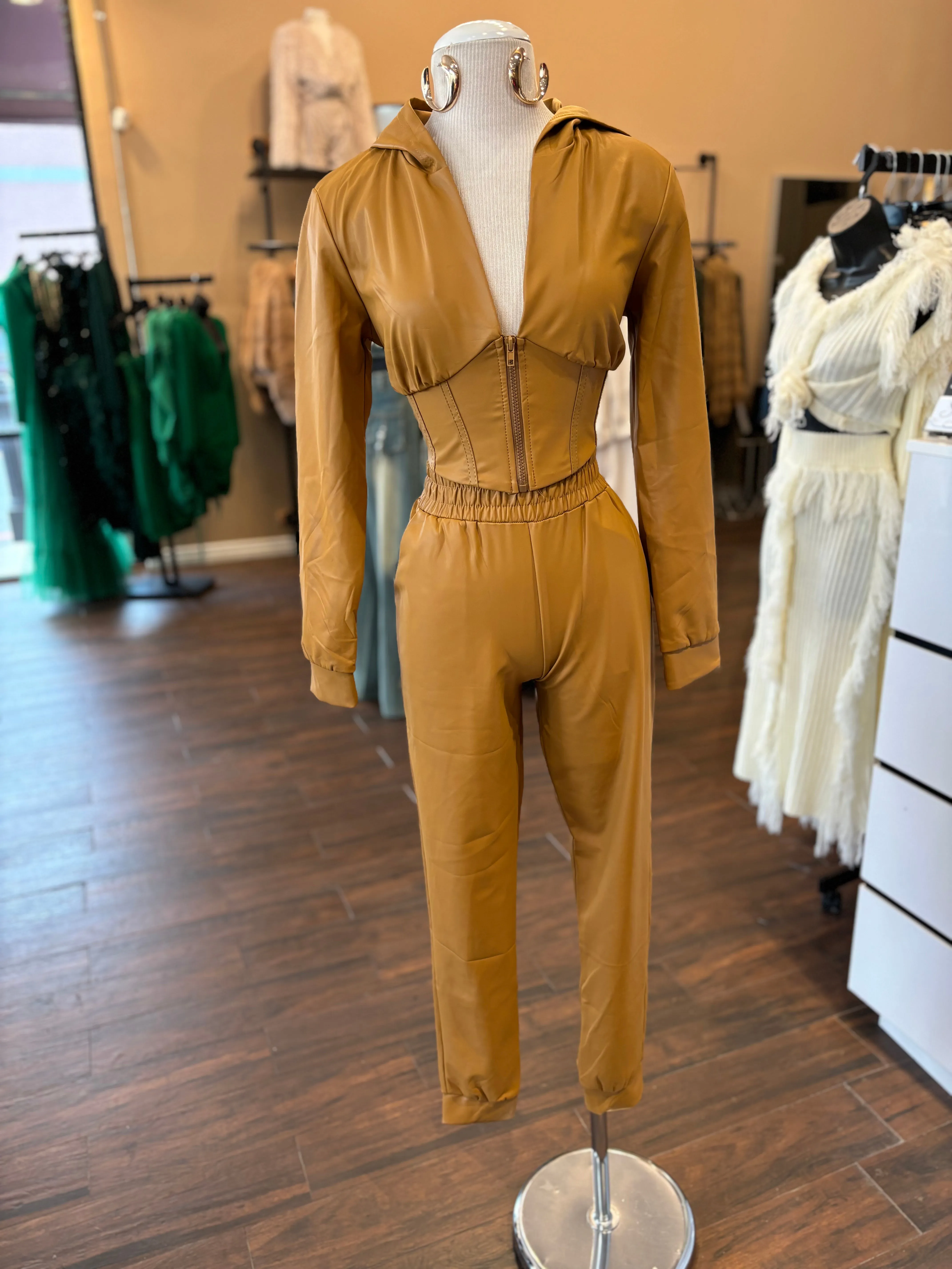 Leather Pants Set