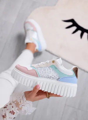 LEILA - Sneakers platform multicolor con inserti a fantasia