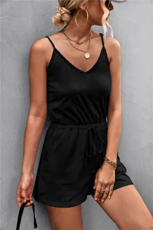 Leon Spaghetti Strap V-Neck Pocket Romper