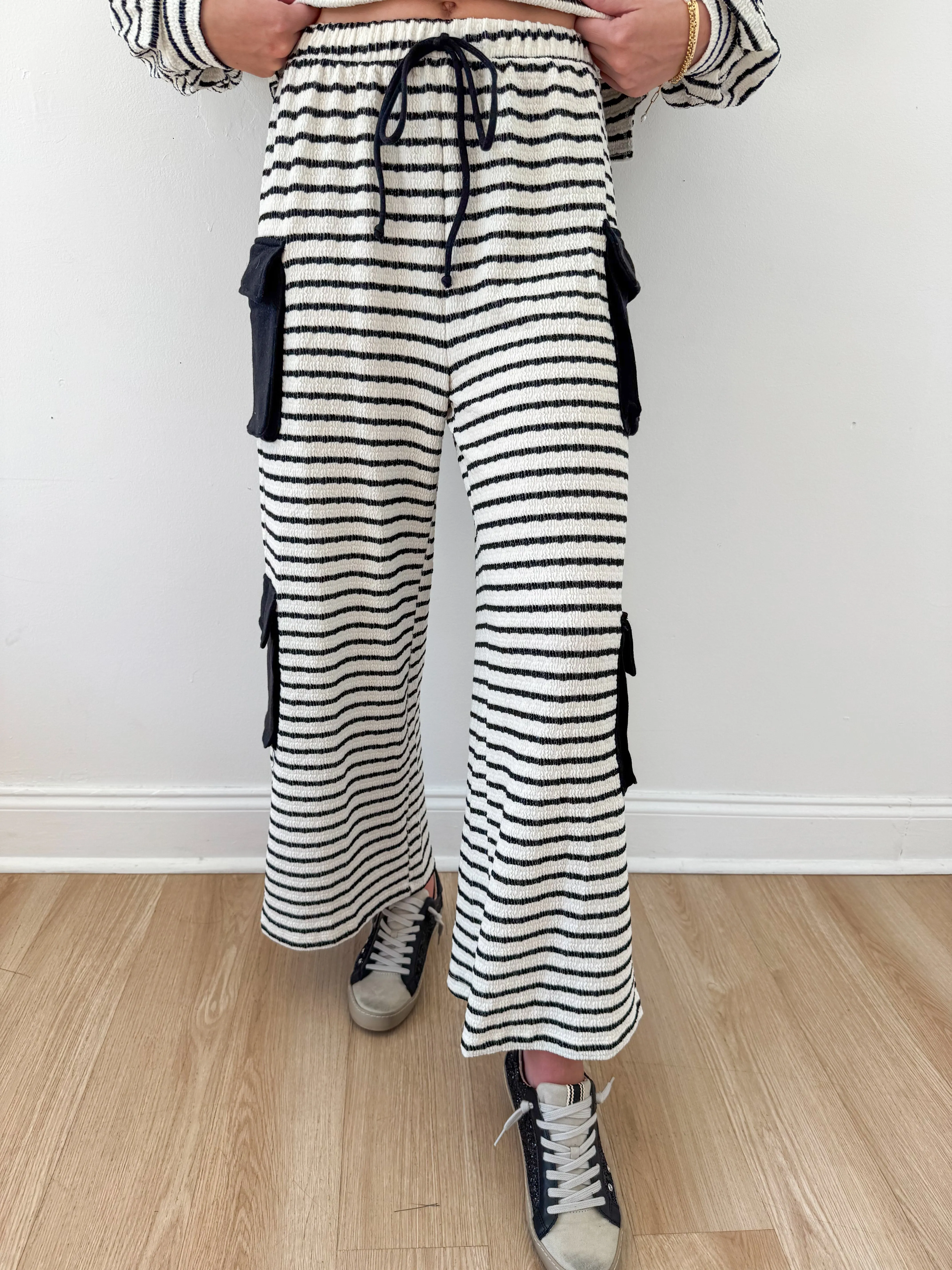 Let’s Just Stay Cargo Pocket Striped Pants