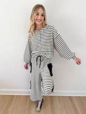 Let’s Just Stay Cargo Pocket Striped Pants