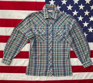 LEVI’S Vintage 70’s WILDFIRE®️BIG E Mens Western Shirt Multi Check with Pearl Snaps ©️1979 Levis Strauss & Co