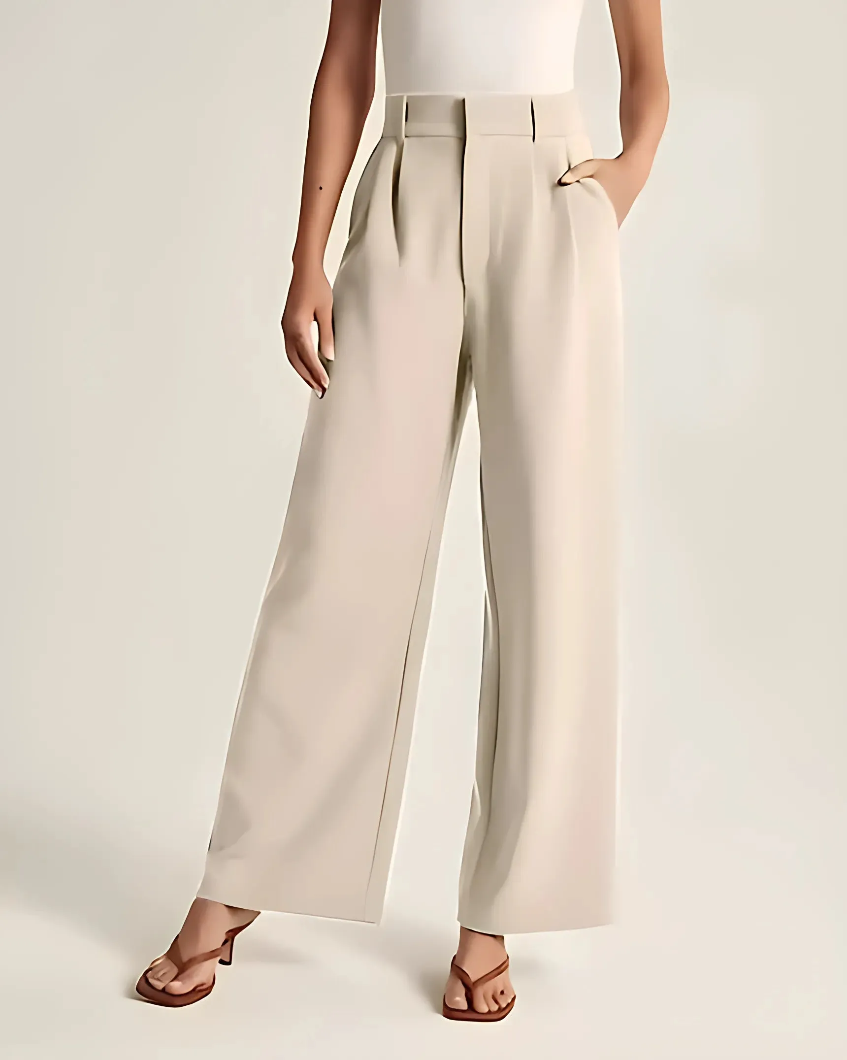 Light Wide-Leg Tailored Pants