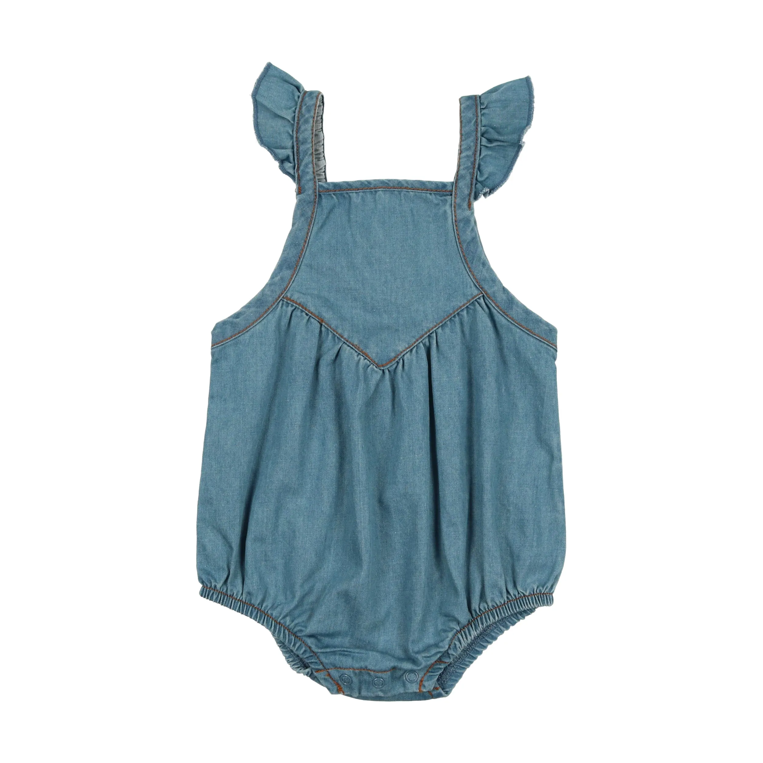 Lil Legs Girls Flutter Romper - Dark Denim