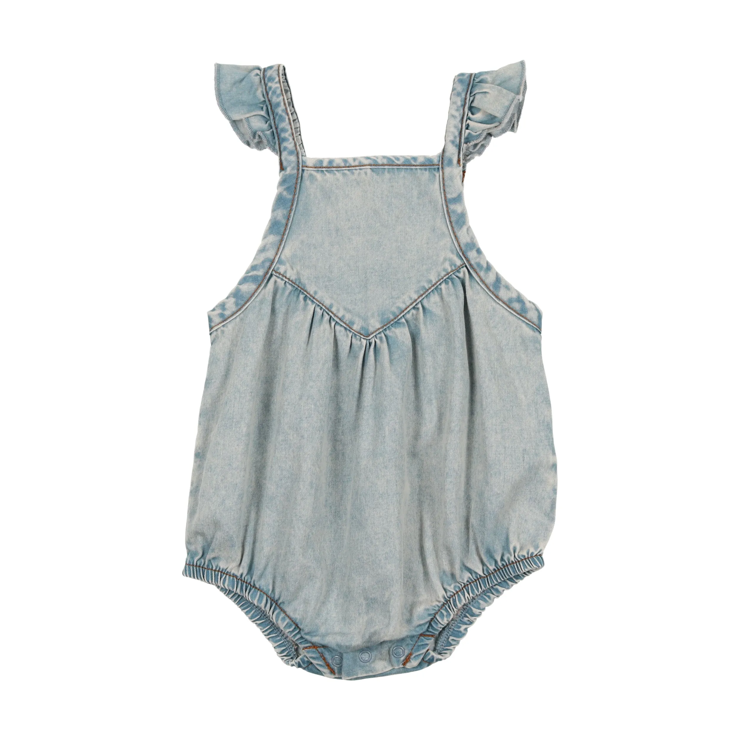 Lil Legs Girls Flutter Romper - Stone Wash