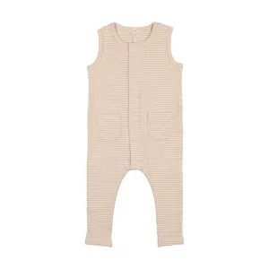 Lil Legs Ribbed Pocket Romper Long - Pink Stripe