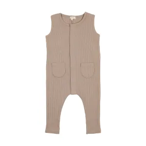 Lil Legs Ribbed Pocket Romper Long - Tan