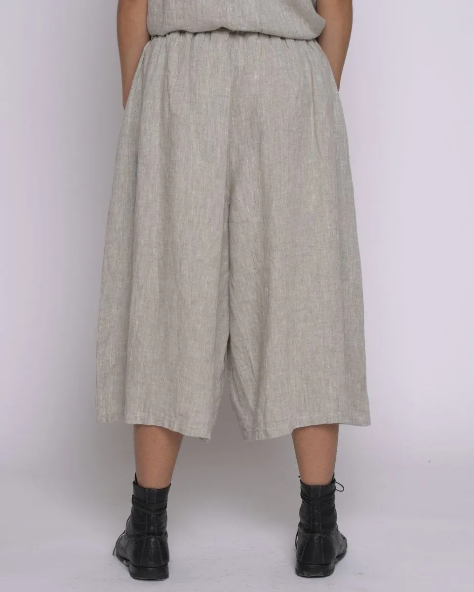Linen Elastic Waist Capri