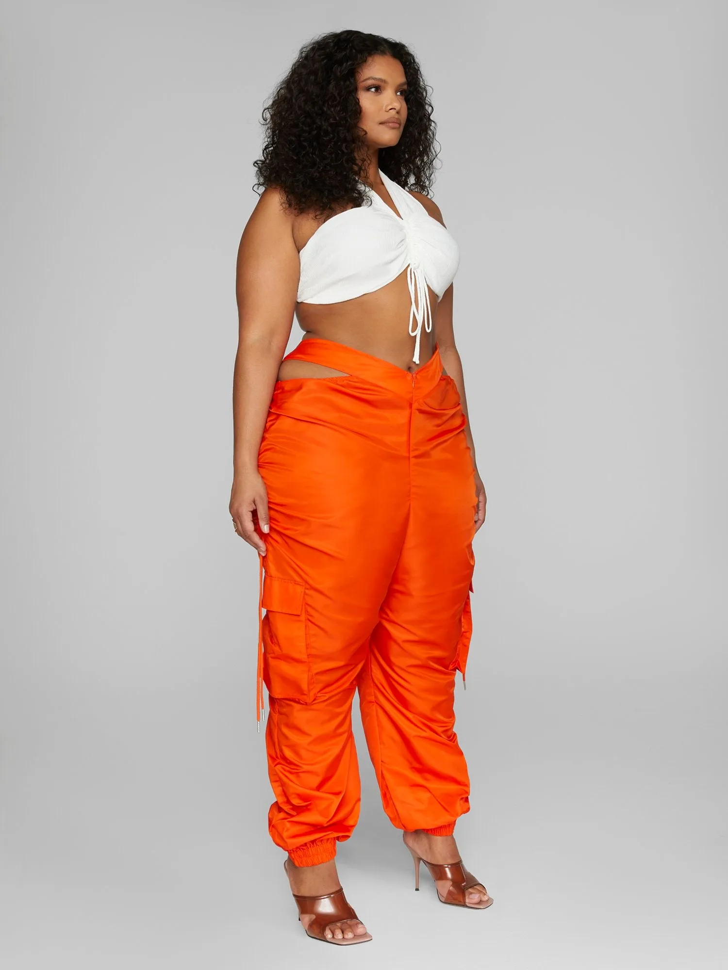 Lissa Drawstring Detail Halter Crop Top - Leslie Sidora x FTF
