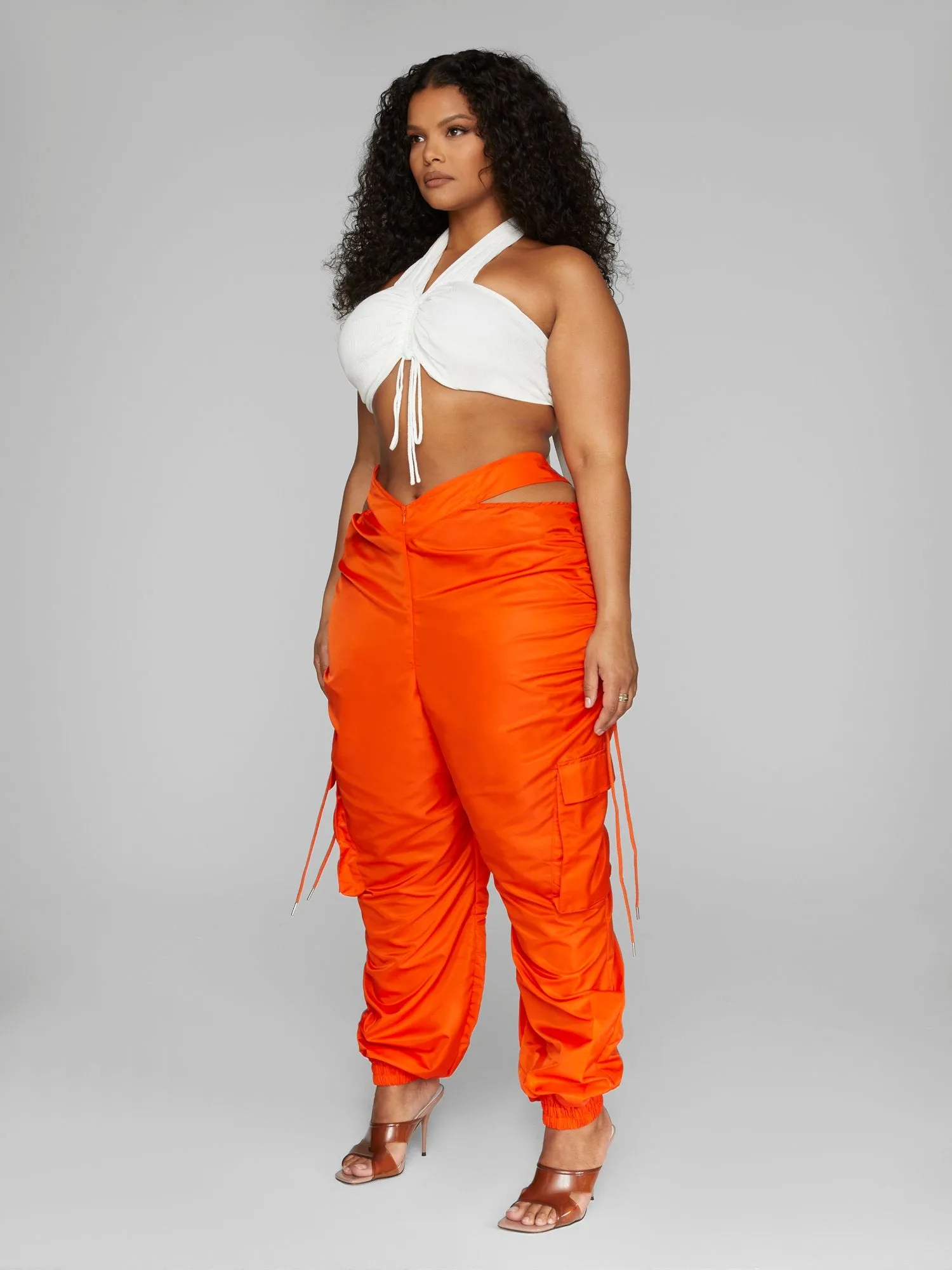 Lissa Drawstring Detail Halter Crop Top - Leslie Sidora x FTF