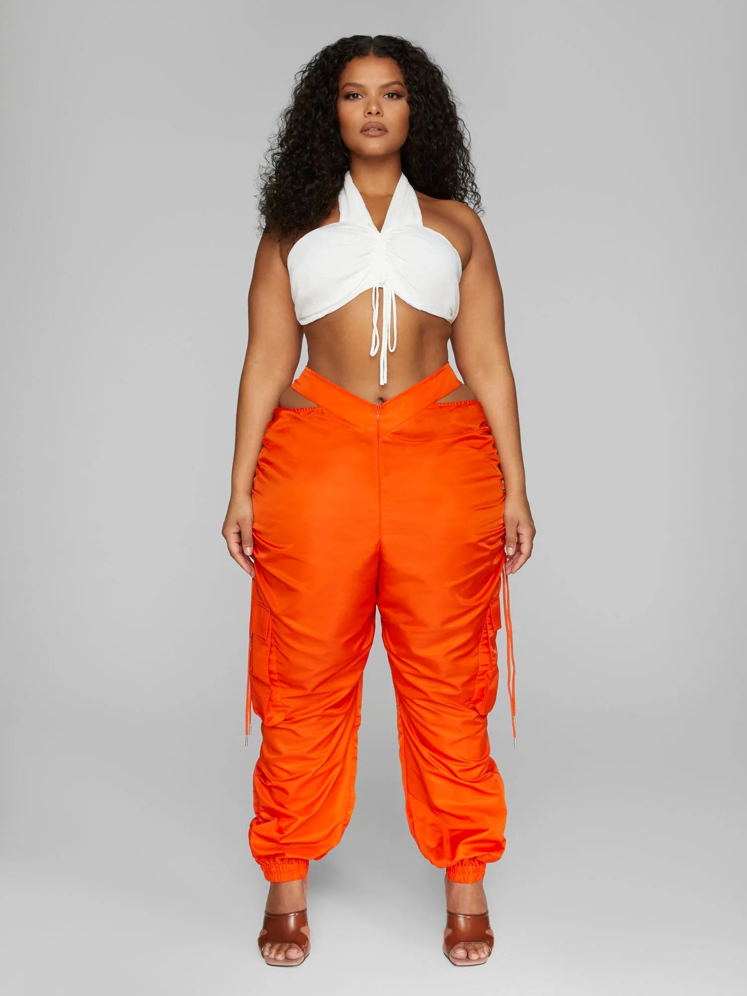 Lissa Drawstring Detail Halter Crop Top - Leslie Sidora x FTF