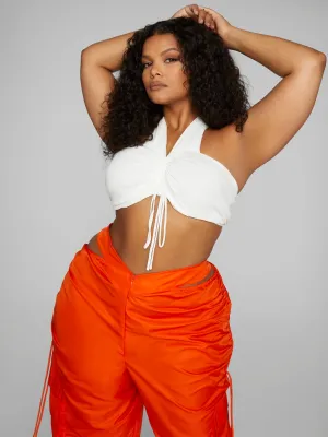 Lissa Drawstring Detail Halter Crop Top - Leslie Sidora x FTF