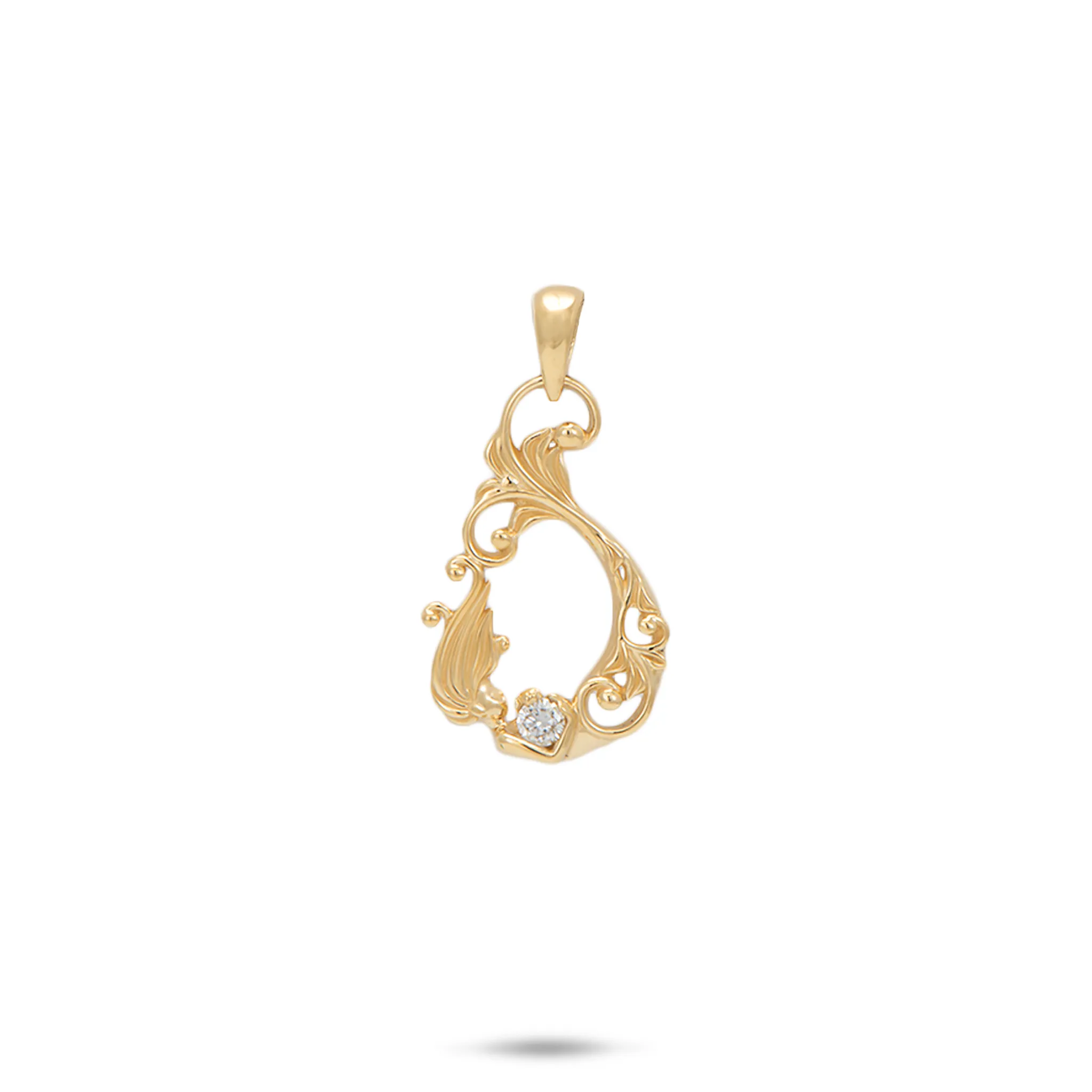 Living Heirloom Mermaid Pendant in Gold with Diamonds - 19mm