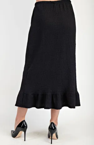 Liza Lou's Monique Textured Fabric Black Skirt