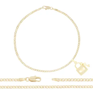 Lock CZ Pendant 14K Anklet Gold Filled Cubic Zirconia 10" Women