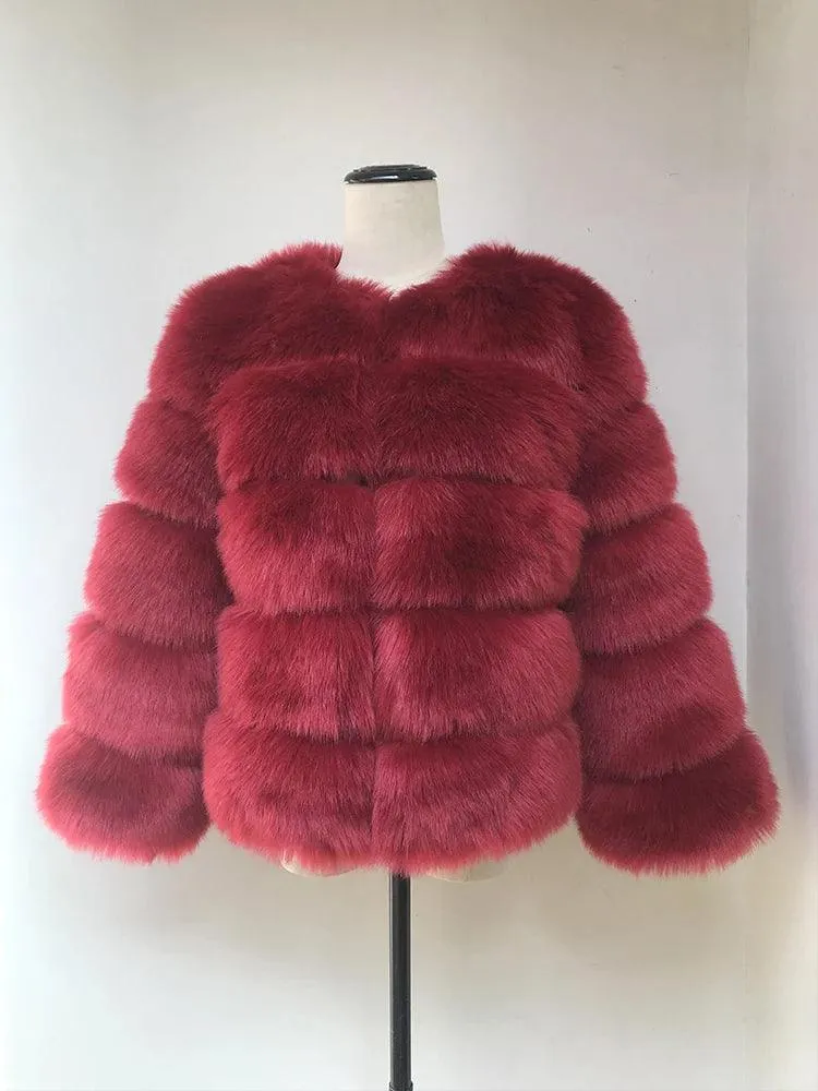 Long Sleeve Faux Fur Coat