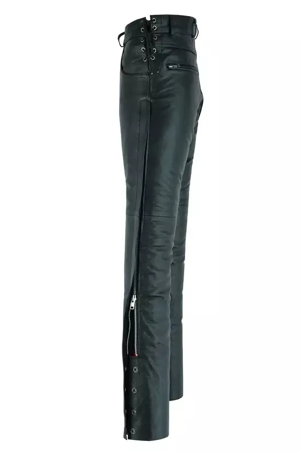 LP1000 Black Motorcycle Leather Overpants