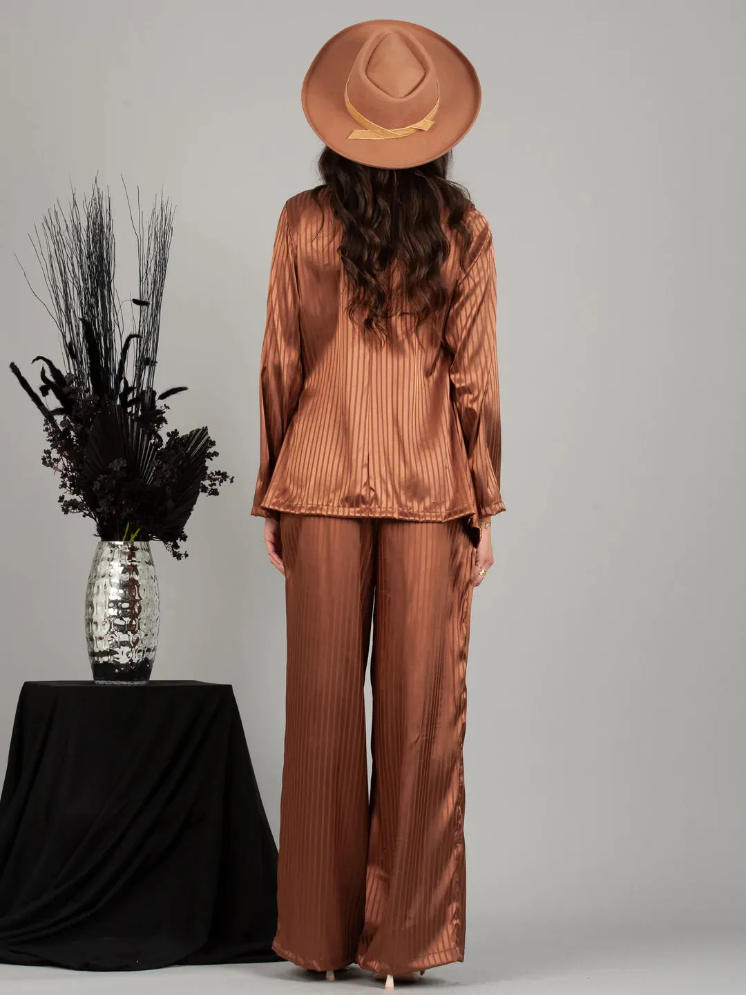 {Lucca} Paris Silky Straight Maxi Pants - Copper