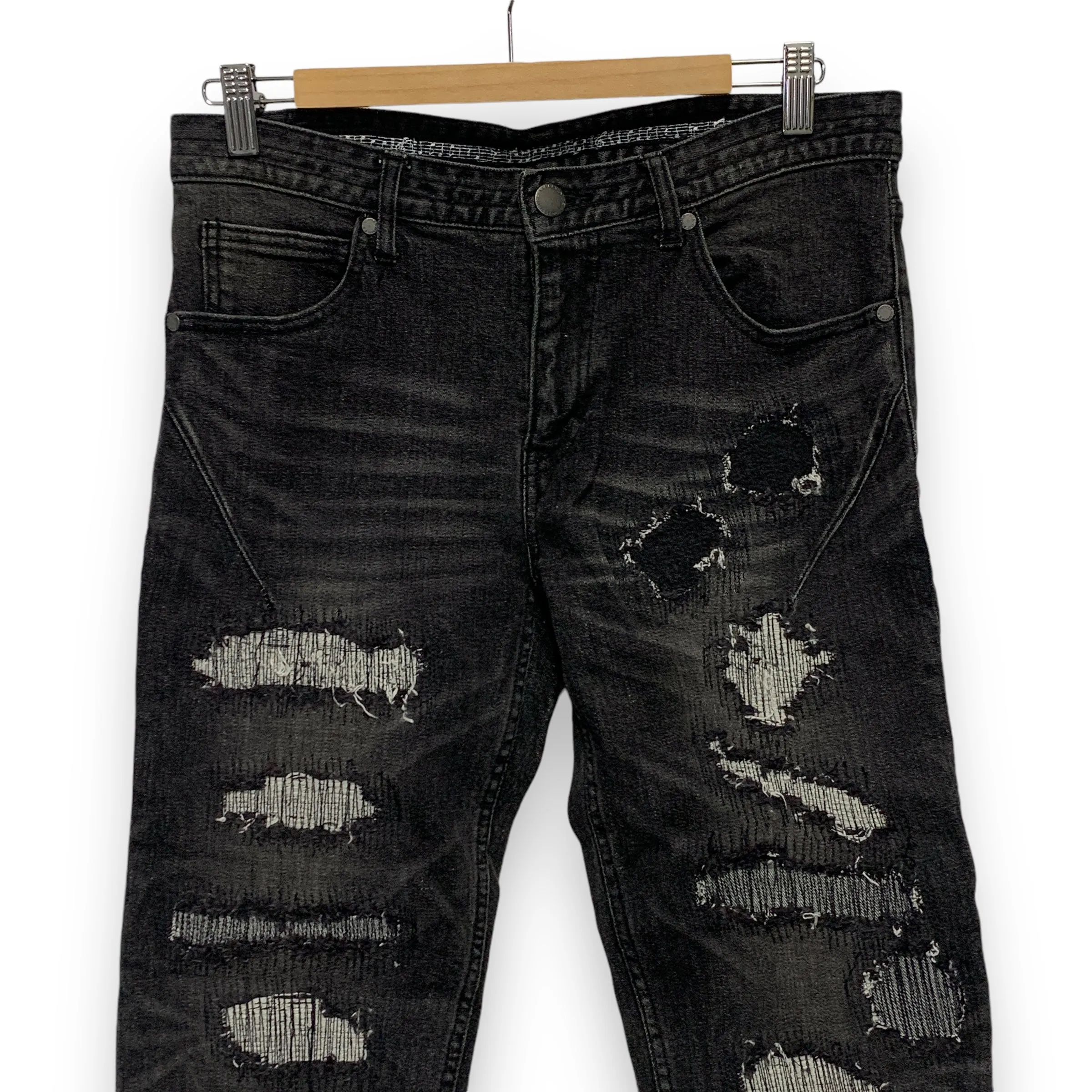 [M] Number Nine Nano Universe Cropped Distressed Denim Jeans Black