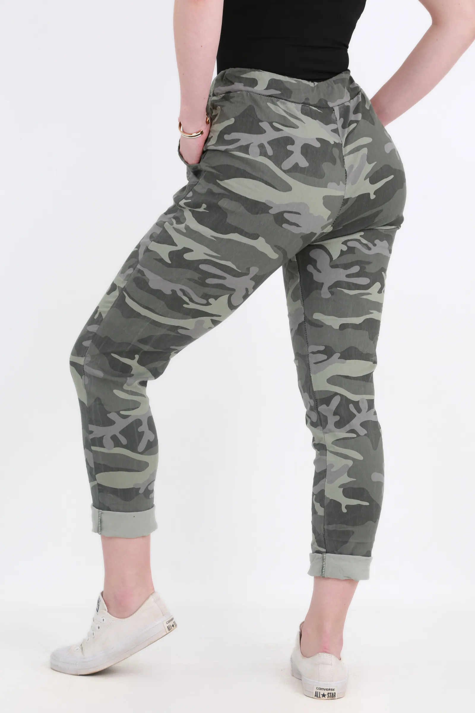 Made in Italy Magic Pants-Green camo