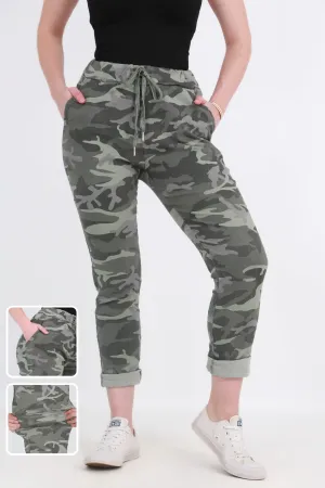 Made in Italy Magic Pants-Green camo