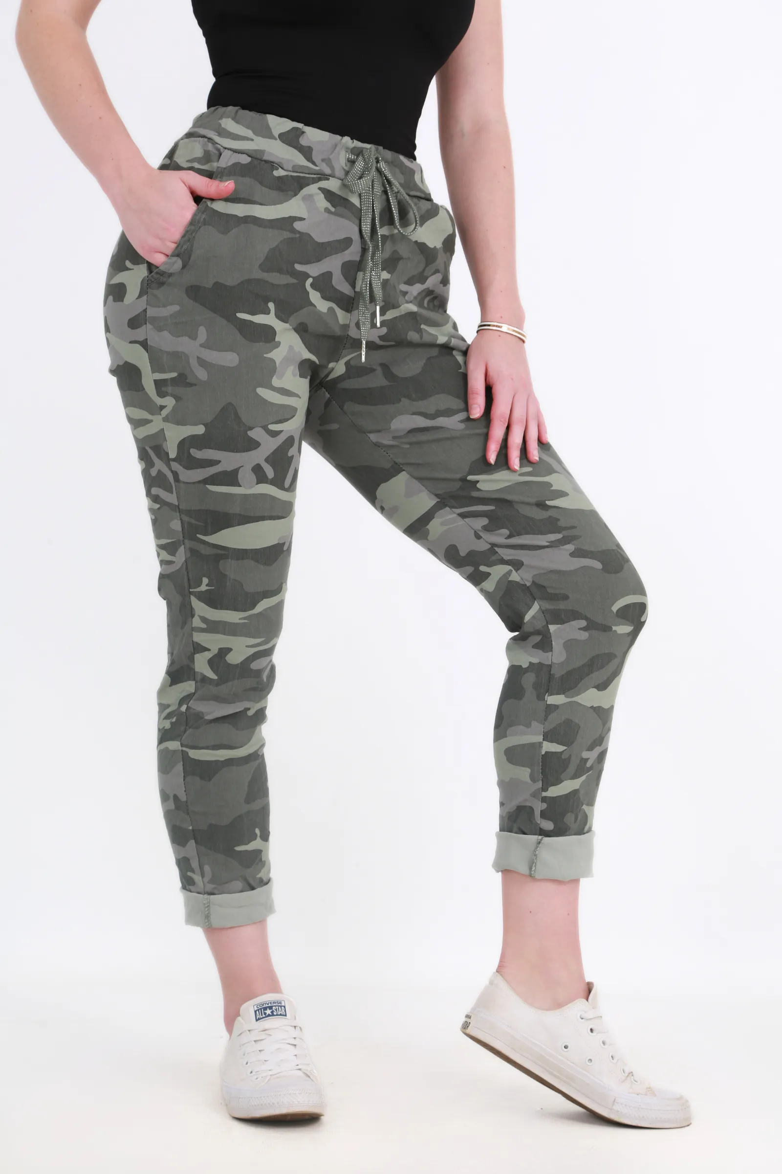 Made in Italy Magic Pants-Green camo