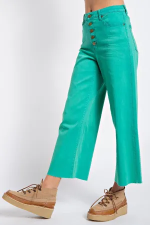 Madelyn Cropped Bell Bottoms - Clover Green