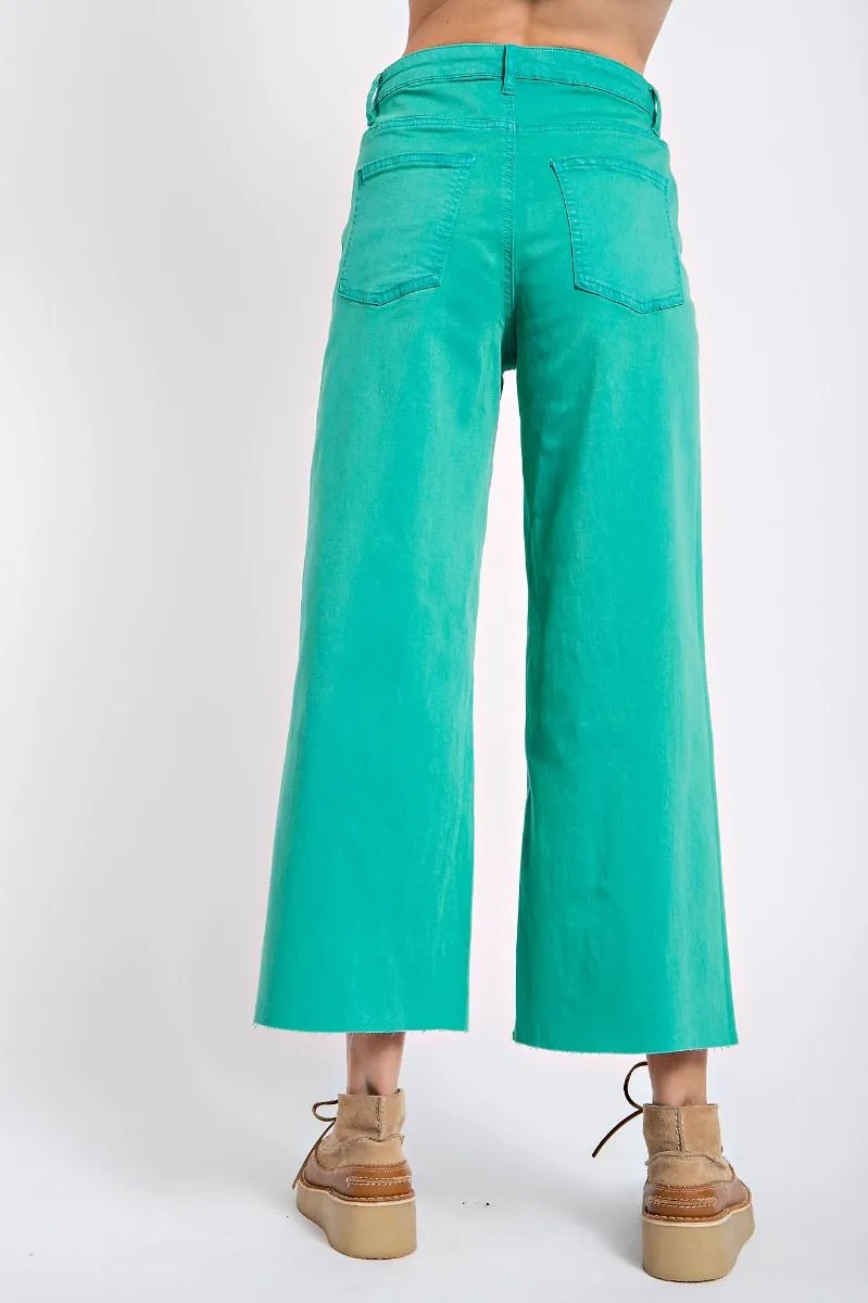 Madelyn Cropped Bell Bottoms - Clover Green