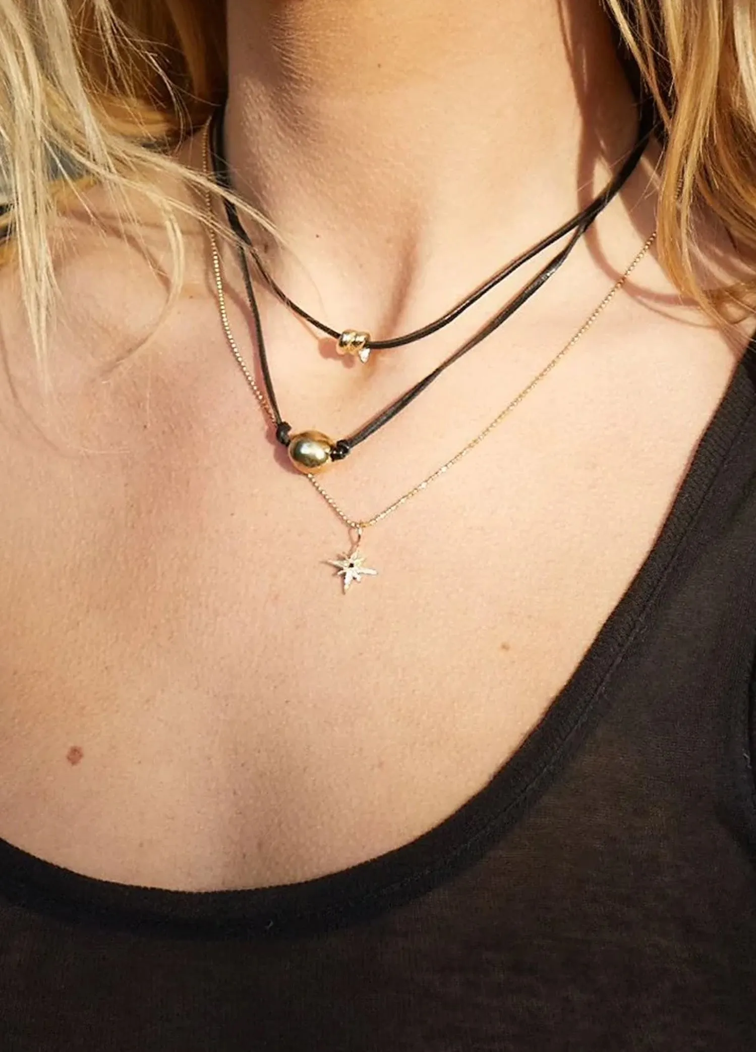 Mara North Star Pendant 14K Black Diamond