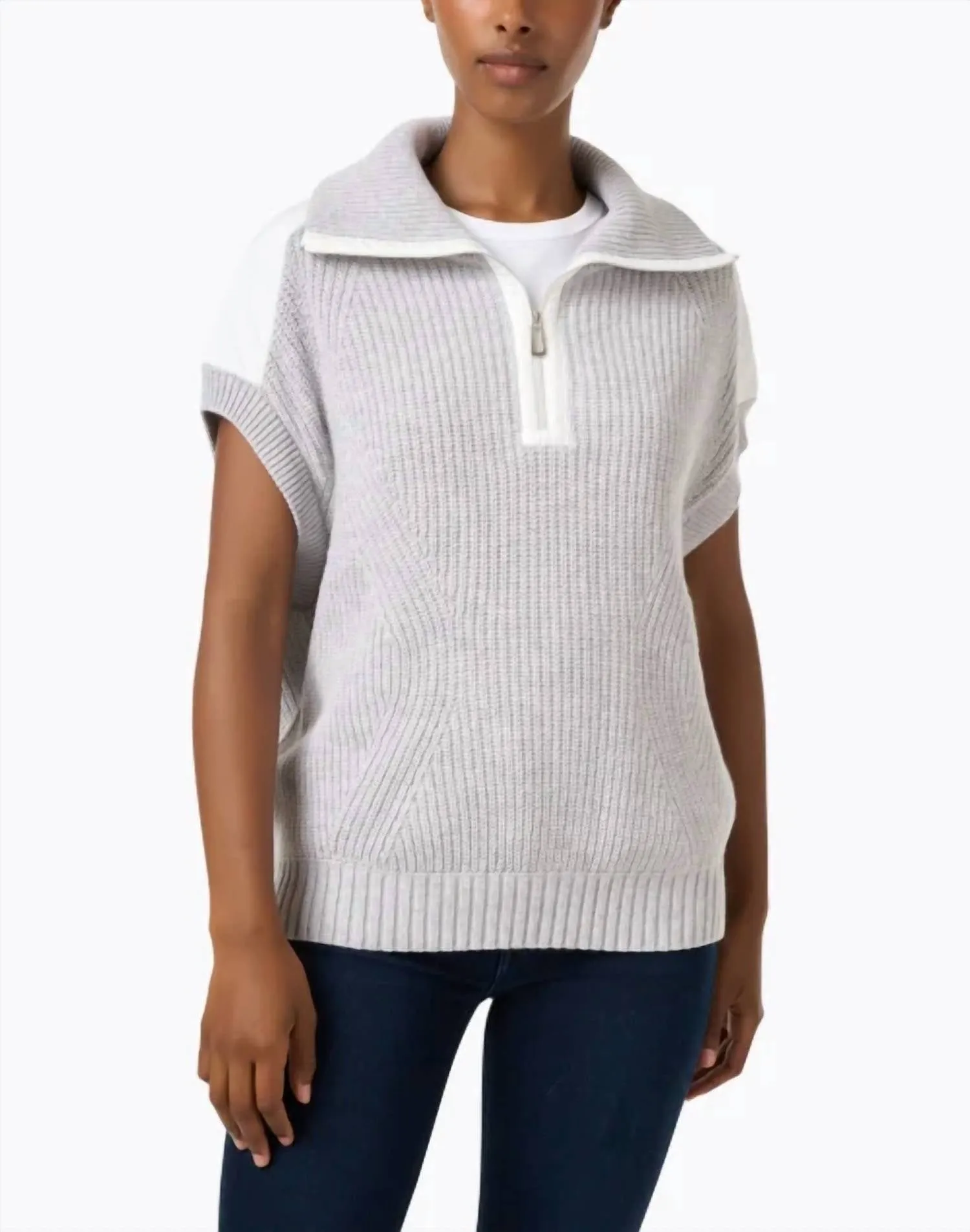 Marc Cain - Quarter Zip Cap Sleeve Sweater Vest