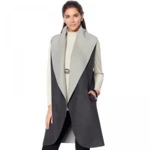 MarlaWynne Women's Wool Blend Open Front Double Faced Drama Vest
