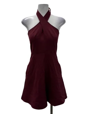 Maroon Halter Sleeveless Romper