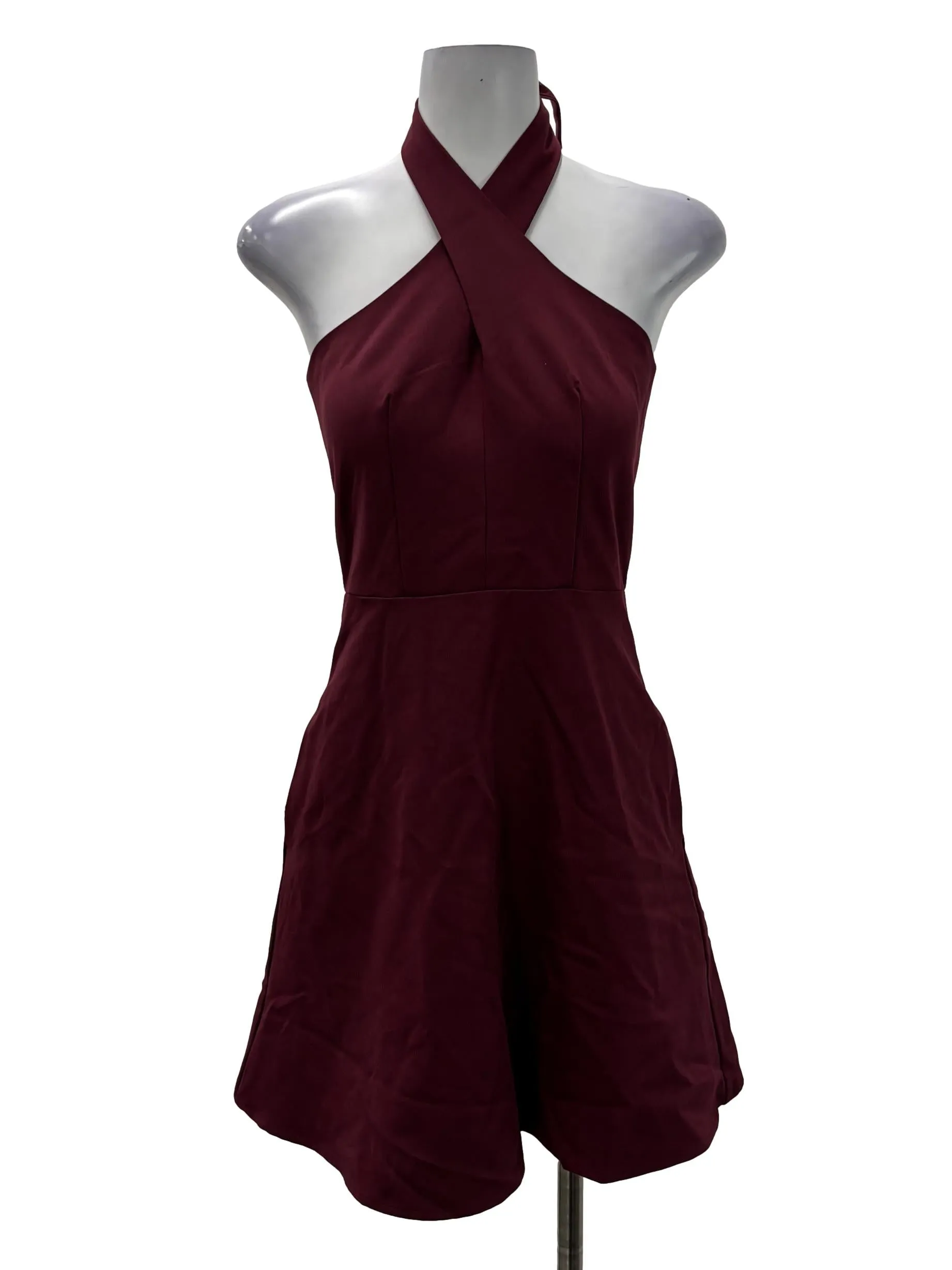 Maroon Halter Sleeveless Romper