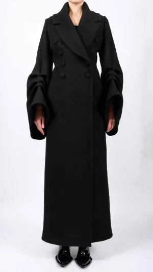 Maxi Wool Coat with Sleeve Detail